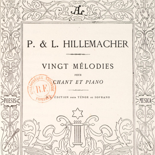 Paul et Lucien Hillemacher, Vingt mélodies pour chant et piano, 1882, page de garde