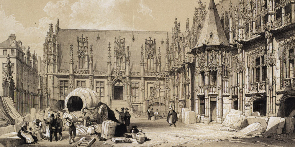 Palais de justice à Rouen, pendant les travaux en 1842