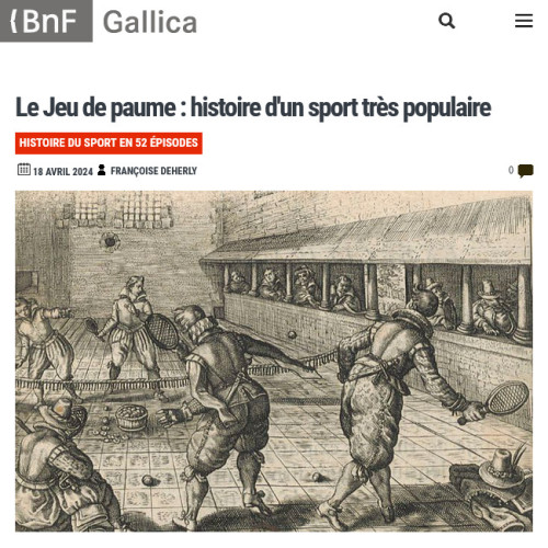 [Vignette] Blog Gallica Le Jeu de paume, histoire d'un sport très populaire