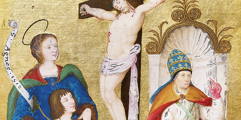 Sainte Agnès présentant le Christ en croix au duc de Valois