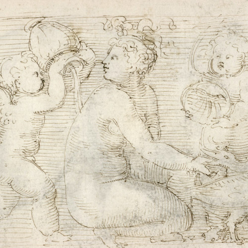 Dessin d'après des sculptures des jardins Carpi : Vénus au bain (bas-relief)