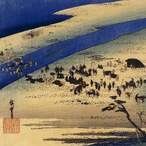 Shimada : La rive du fleuve Oi du côté de Suruga (Oigawa Surugagan)