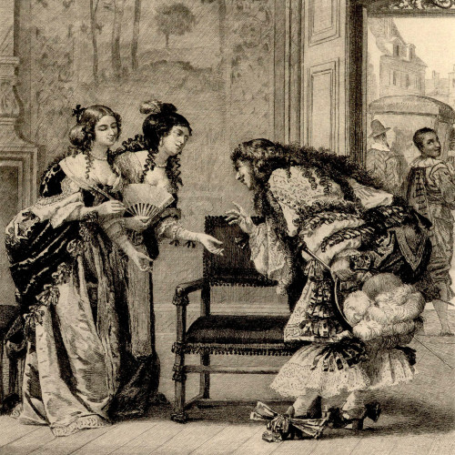 Charles Courtry d’après Jacques Leman, frontispice pour Les Précieuses ridicules, de Molière, 1883