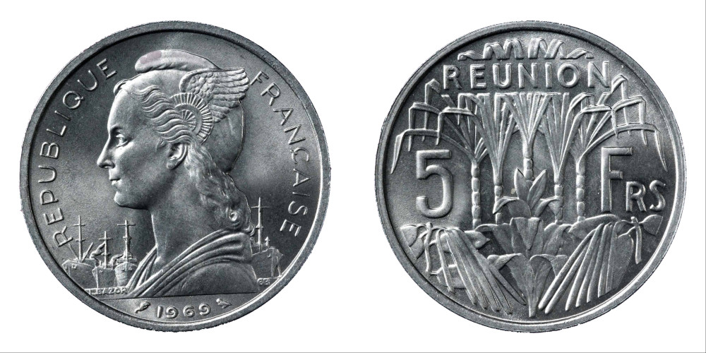 Cinq francs de La Réunion