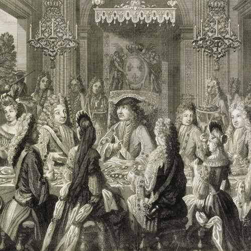 Un repas à la cour, almanach de 1711