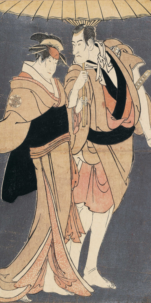 Ichikawa Komazô II (1764-1838) dans le rôle de Hikyakuya Chûbei et Nakayama Tomisaburô I ? (1760-1819) dans le rôle de Keisei Umegawa