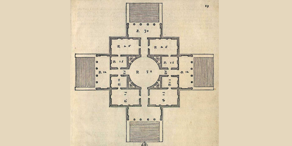 Plan de la Villa Rotonda à Vicenza