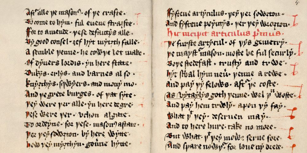 La plus ancienne copie des statuts et règlements des maçons médiévaux