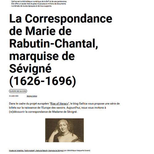 Madame de Sévigné, vignette Gallica le blog