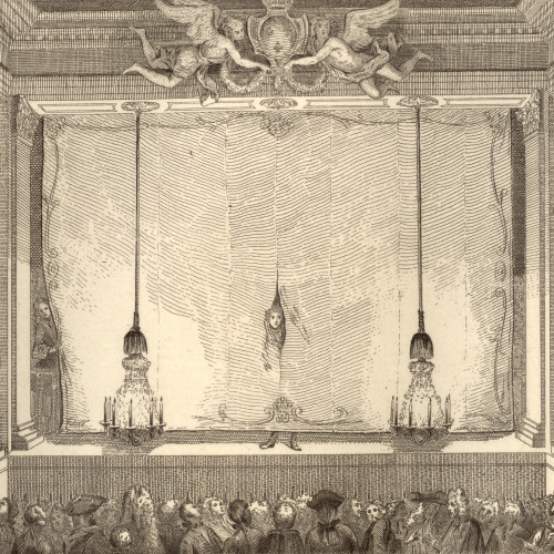 « Le regard en coulisses » (salle des Fossés Saint-Germain, d’après Charles-Antoine Coypel, 1726)