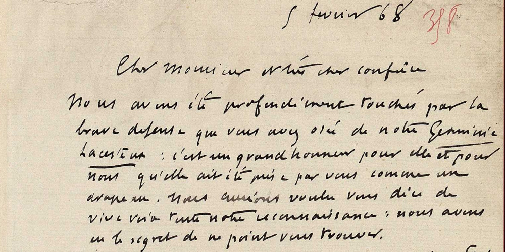 Lettre des frères Goncourt à Émile Zola