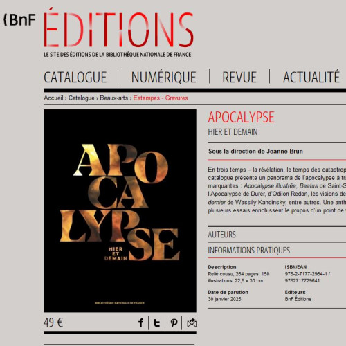 Catalogue de l'exposition Apocalypse