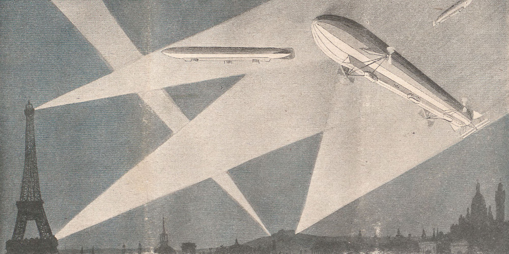 Passage des zeppelins allemands au dessus de Paris