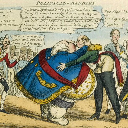 Caricature contre Louis XVIII et l’empereur de Russie au Congrès d’Aix-La-Chapelle