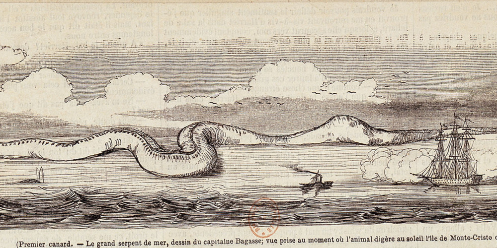 Le Grand Serpent de mer, vue prise au moment où l’animal digère au soleil l’île de Monte-Cristo, qu’il vient d’avaler