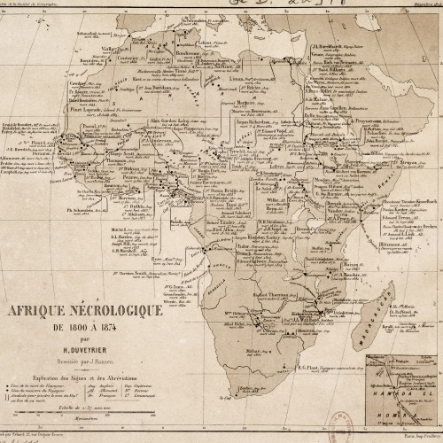 Carte de l'Afrique nécrologique de 1800 à 1874