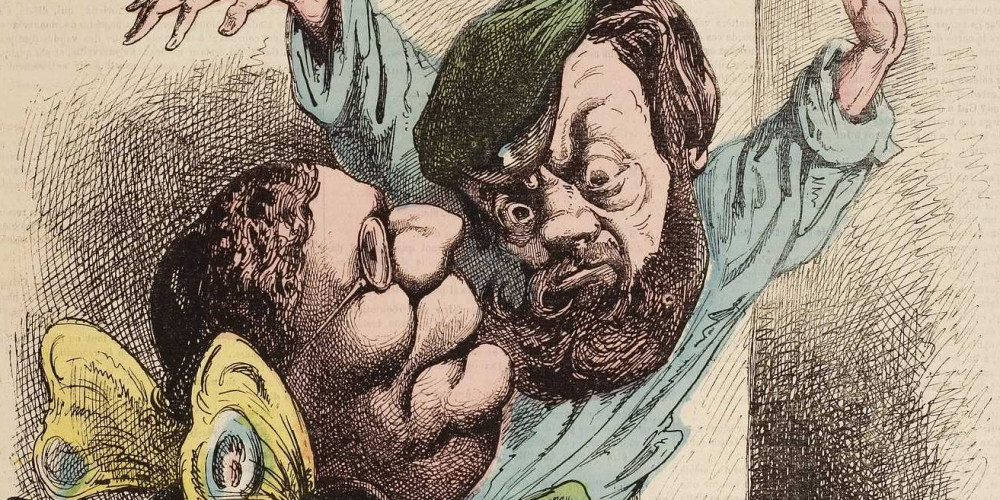 Charles Monselet et Jules Vallès caricaturés par André Gill