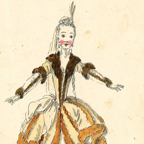 Costume pour un rôle féminin dans Ernelinde, princesse de Norvège (Philidor)