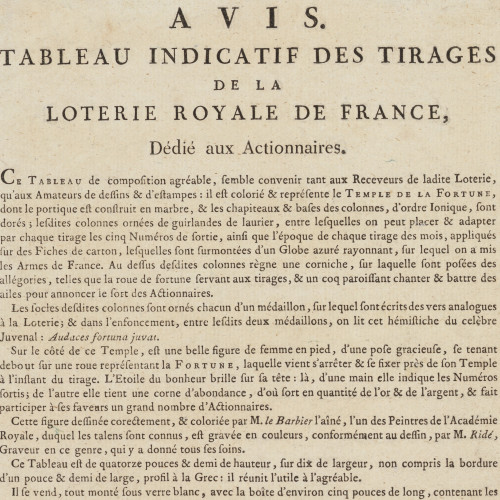 Tableau indicatif des tirages de la Loterie royale de France