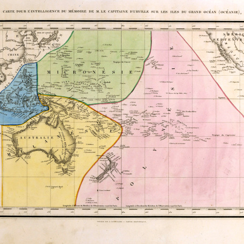 Carte relative aux voyages de Dumont d'Urville en Océanie