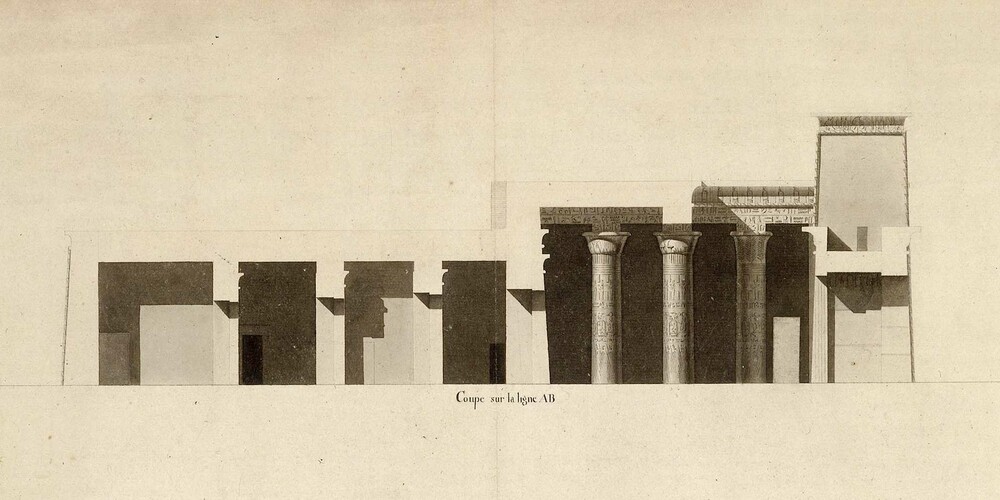 Plan et coupe générale d’un temple de l’île de Philae sur le Nil