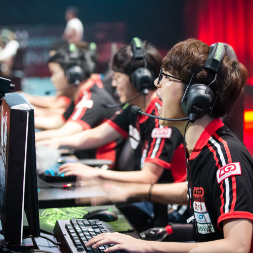 Un joueur lors de la compétition du jeu vidéo League of Legends en 2015