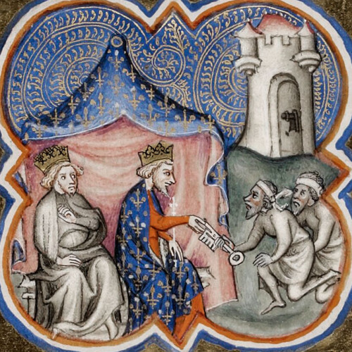 1er croisade : Philippe Auguste et Richard Cœur de Lion lors de la capitulation d’Acre