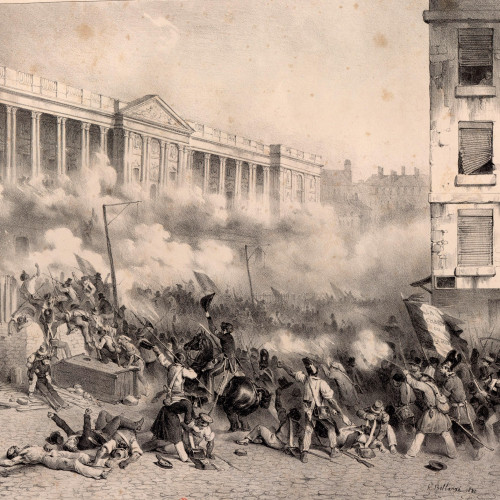 Révolution de 1830 (29 Juillet). Attaque du Louvre par le Quai de l'Ecole