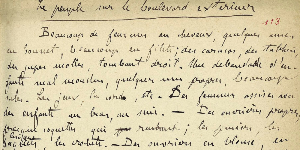 Émile Zola, L'Assommoir,  notes sur « le peuple sur le boulevard extérieur »