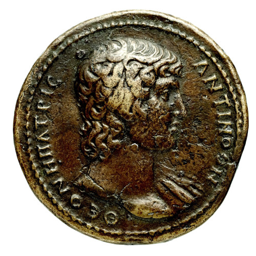 Monnaie de bronze représentant Antinoüs