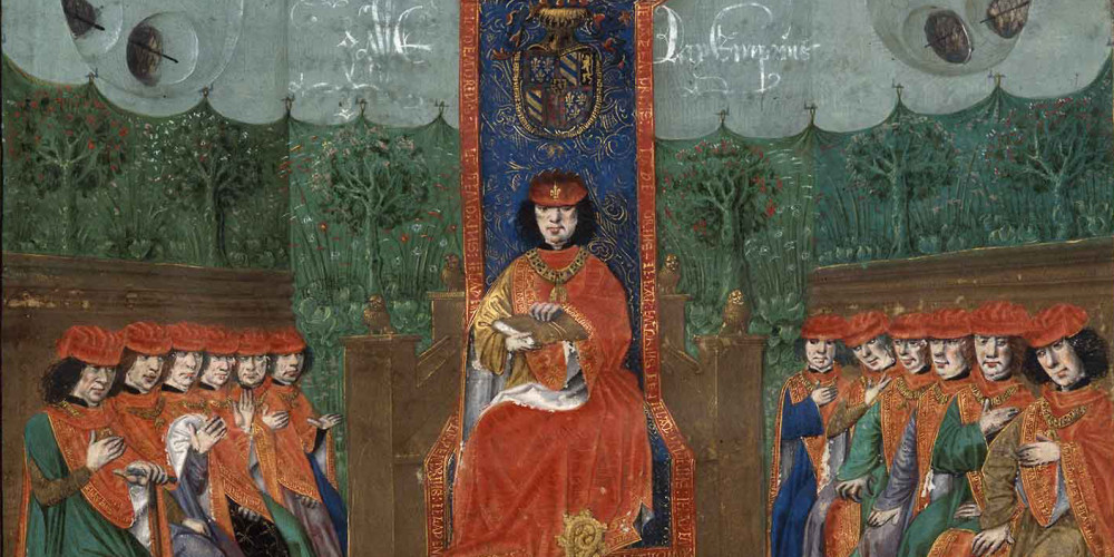 Fillastre lisant son ouvrage à Charles le Téméraire lors du chapitre de la Toison d’or.