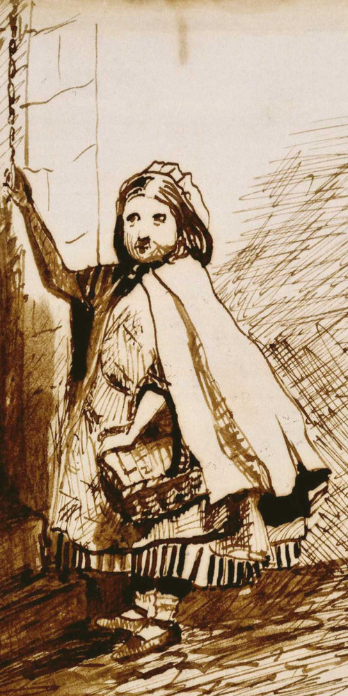 Jeune fille frappant à une porte (Cosette)