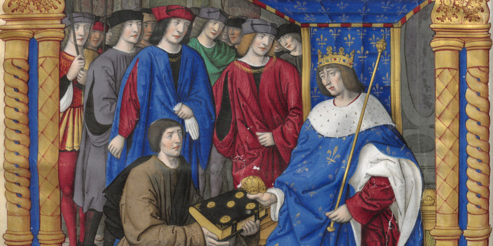 Pétrarque présente son livre au roi Louis XII