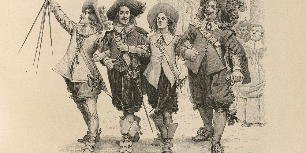 « il marchait entre Athos et Porthos en les étreignant tendrement »