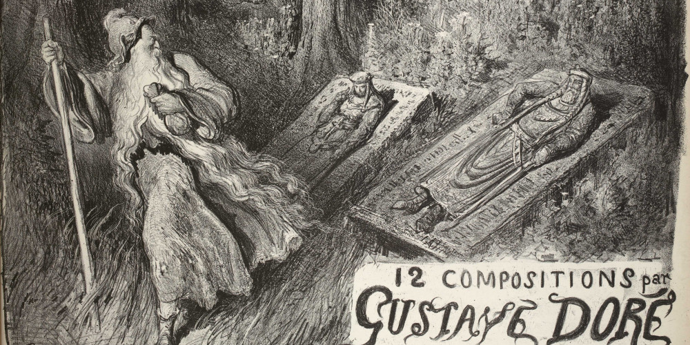 Affiche pour la publication de La légende du Juif errant, compositions et dessins de Gustave Doré