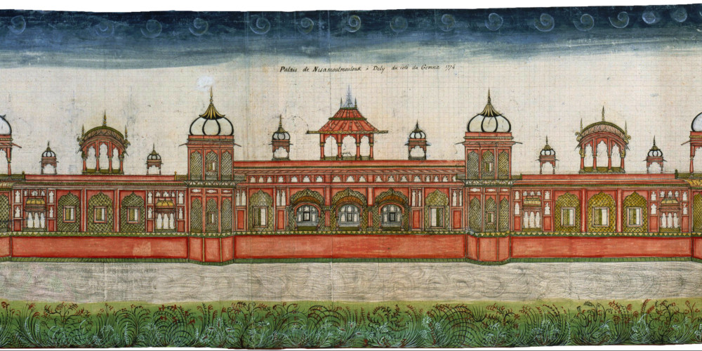 Palais de Nizam ul-Mulk à Delhi, vu de la rive de la Yamuna