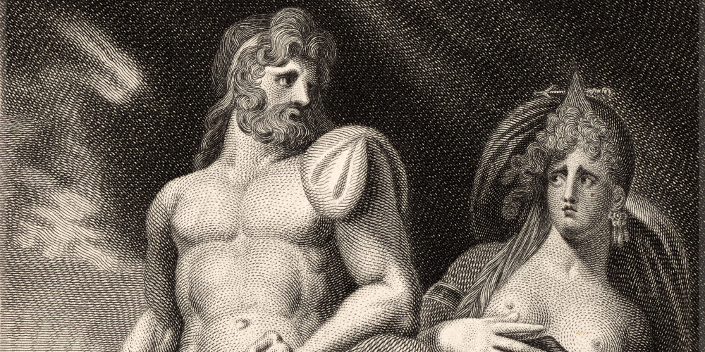 Zeus se réveille sur le mont Ida après avoir été distrait de la bataille par Héra