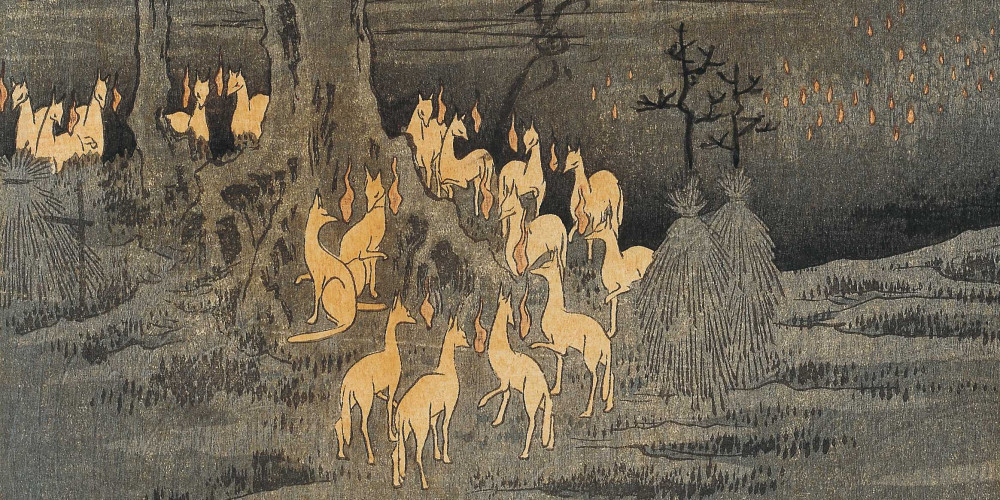 « Les feux des renards à la veille du Nouvel An sous l’arbre d’Ôji » (Ôji, Shôzoku enoki, ômisoka no kitsunebi)