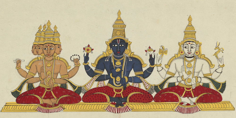La trimurti : Brahma, Vishnu et Shiva