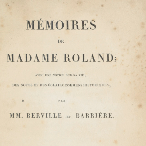 Mémoires de Madame Roland, édition de 1820, Tome 1