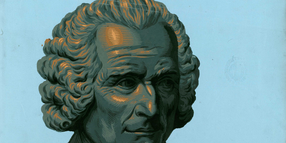 Papier peint : dessus de porte avec buste de Jean-Jacques Rousseau