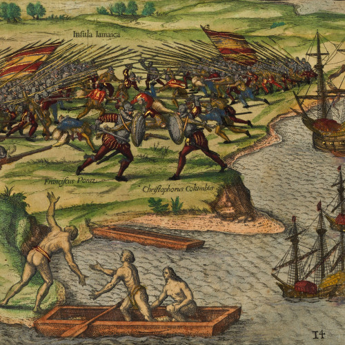 Bataille entre Francisco Poras et Columbus sur la Jamaïque