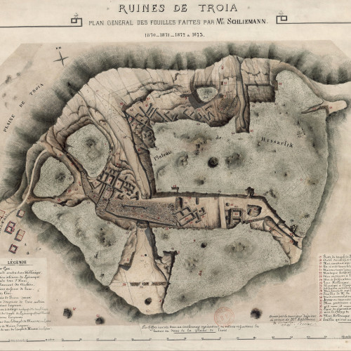 Plan des fouilles menées à Troie par Heinrich Schliemann entre 1870 et 1873