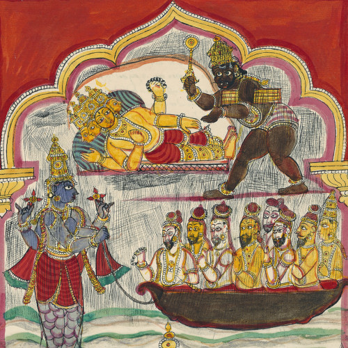 L’asura Hayagriva dérobe à Brahma, pendant son sommeil, le livre des Veda