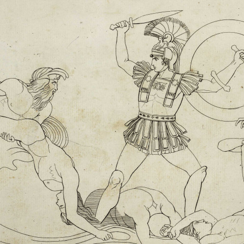 Les dieux-fleuves Scamandre et Simoïs menaçant d’engloutir Achille
