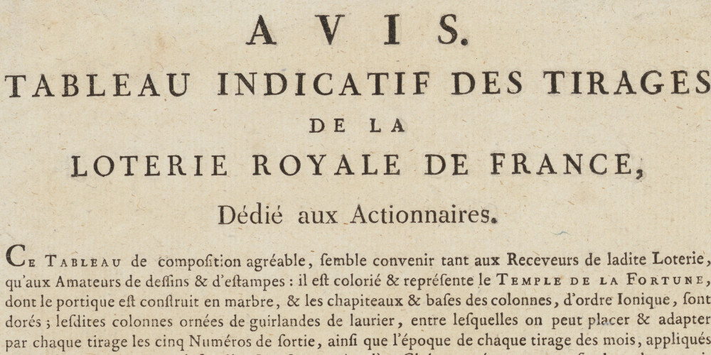 Tableau indicatif des tirages de la Loterie royale de France