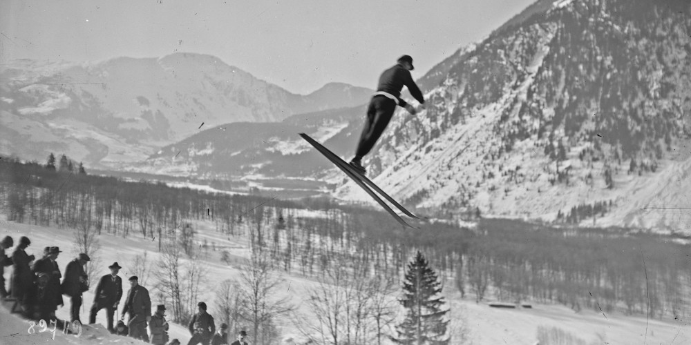 Chamonix, saut à ski de Einar Landvik au Jeux olympiques d'hiver en 1924