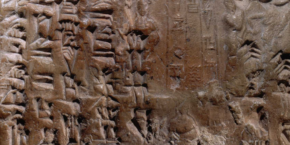 Tablette d’argile avec écriture cunéiforme, langue sumérienne