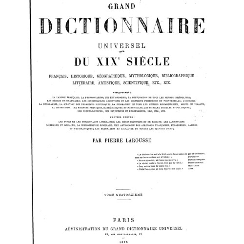 Le Grand Dictionnaire universel du XIXe siècle de Pierre Larousse en 15 volumes