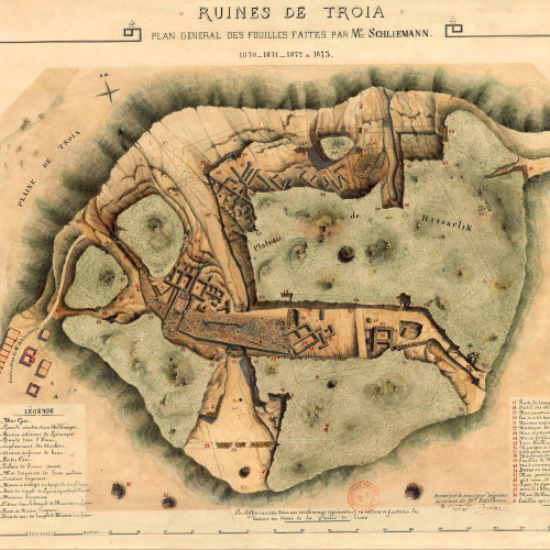 Plan des fouilles menées à Troie par Heinrich Schliemann entre 1870 et 1873